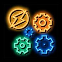 electro car lightning and gears neon glow icon illustration vector