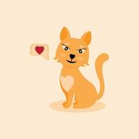 vector cute cat smile orange color