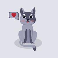 vector cute cat gray color smile