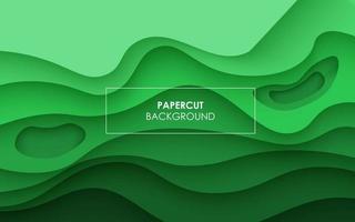 Multi layers green color texture 3D papercut layers in gradient vector banner. Abstract paper cut art background design for website template. Topography map concept or smooth origami paper cut