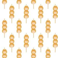 Seamless pattern of dango balls in the form of cats vector
