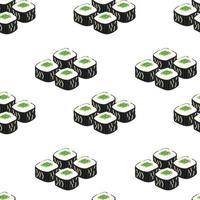 Pattern of maki rolls with cucumber vector