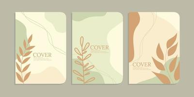 set of book cover designs with hand drawn floral decorations. abstract retro botanical background.size A4 For notebooks, planners, brochures, books, catalogs vector