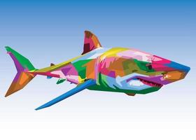 Colorful shark in pop art style isolated on black background vector