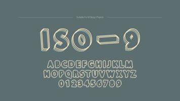 Outline Isometric 3D Typography vector