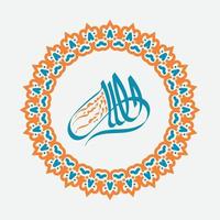 free Bismillah Written in Islamic or Arabic Calligraphy with circle frame. Meaning of Bismillah, In the Name of Allah, The Compassionate, The Merciful. vector