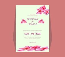 tarjeta de invitación de boda de cereza vector