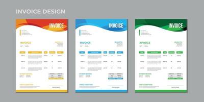 Minimal corporate Business multiple color variation a4 size vector invoice design template