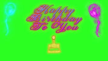 Happy birthday animation in green screen video. Birthday cake and balloon with green screen video. video