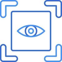 Eye scanner technology icon with blue duotone style. Computing, diagram, download, file, folder, graph, laptop . Vector illustration