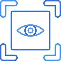 Eye scanner technology icon with blue duotone style. Computing, diagram, download, file, folder, graph, laptop . Vector illustration