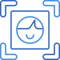 Face scanner technology icon with blue duotone style. Computing, diagram, download, file, folder, graph, laptop . Vector illustration