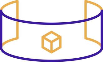 Virtual reality technology icon with purple and orange duotone style. Computing, diagram, download, file, folder, graph, laptop . Vector illustration