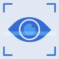 Eye scan technology icon with blue duotone style. Computing, diagram, download, file, folder, graph, laptop . Vector illustration