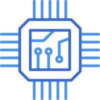 CPU technology icon with blue duotone style. Computing, diagram, download, file, folder, graph, laptop . Vector illustration