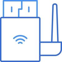 Wifi technology icon with blue duotone style. Computing, diagram, download, file, folder, graph, laptop . Vector illustration