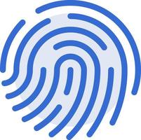 Fingerprint technology icon with blue duotone style. Computing, diagram, download, file, folder, graph, laptop . Vector illustration