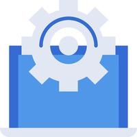 Setting technology icon with blue duotone style. Computing, diagram, download, file, folder, graph, laptop . Vector illustration