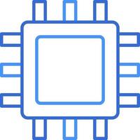 Processor technology icon with blue duotone style. Computing, diagram, download, file, folder, graph, laptop . Vector illustration