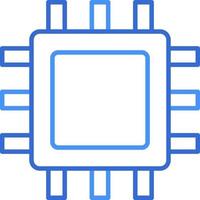 Processor technology icon with blue duotone style. Computing, diagram, download, file, folder, graph, laptop . Vector illustration