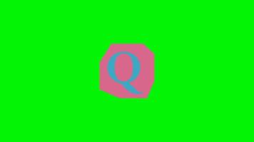 alfabet q papper skära, lösen notera animering papper skära på grön skärm video