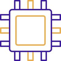 Processor technology icon with purple and orange duotone style. Computing, diagram, download, file, folder, graph, laptop . Vector illustration