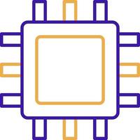 Processor technology icon with purple and orange duotone style. Computing, diagram, download, file, folder, graph, laptop . Vector illustration