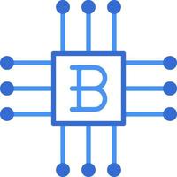 Bitcoin technology icon with blue duotone style. Computing, diagram, download, file, folder, graph, laptop . Vector illustration