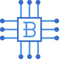 Bitcoin technology icon with blue duotone style. Computing, diagram, download, file, folder, graph, laptop . Vector illustration