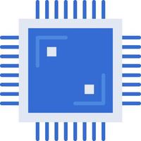 Electronic chip technology icon with blue duotone style. Computing, diagram, download, file, folder, graph, laptop . Vector illustration