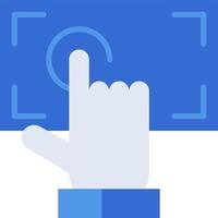 Touchscreen technology icon with blue duotone style. Computing, diagram, download, file, folder, graph, laptop . Vector illustration