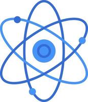 Atom technology icon with blue duotone style. Computing, diagram, download, file, folder, graph, laptop . Vector illustration