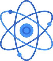 Atom technology icon with blue duotone style. Computing, diagram, download, file, folder, graph, laptop . Vector illustration