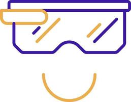 Smartglass technology icon with purple and orange duotone style. Computing, diagram, download, file, folder, graph, laptop . Vector illustration