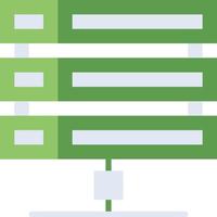 Server technology icon with green duotone style. Computing, diagram, download, file, folder, graph, laptop . Vector illustration