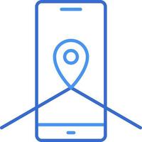 icono de tecnología gps con estilo de duotono azul. computación, diagrama, descarga, archivo, carpeta, gráfico, computadora portátil. ilustración vectorial vector