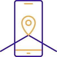 GPS technology icon with purple and orange duotone style. Computing, diagram, download, file, folder, graph, laptop . Vector illustration