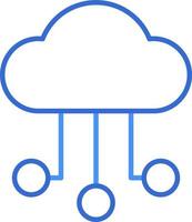 Cloud storage technology icon with blue duotone style. Computing, diagram, download, file, folder, graph, laptop . Vector illustration