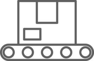 Conveyor delivery service icon with black outline style. Shipping sign symbol. Related to order tracking, delivery home, warehouse, truck, scooter, courier and cargo icons. Vector illustration