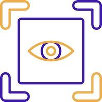 icono de tecnología de escáner ocular con estilo duotono morado y naranja. computación, diagrama, descarga, archivo, carpeta, gráfico, computadora portátil. ilustración vectorial vector