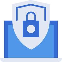 Online security technology icon with blue duotone style. Computing, diagram, download, file, folder, graph, laptop . Vector illustration