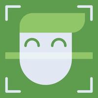 Face scan technology icon with green duotone style. Computing, diagram, download, file, folder, graph, laptop . Vector illustration