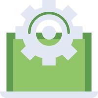 Setting technology icon with green duotone style. Computing, diagram, download, file, folder, graph, laptop . Vector illustration