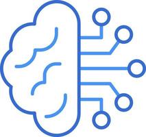 Brain chip technology icon with blue duotone style. Computing, diagram, download, file, folder, graph, laptop . Vector illustration