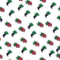 Seamless pattern with red and black currant berries and leaves. Summer food print vector