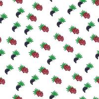 Seamless pattern with red and black currant berries and leaves. Summer food print vector