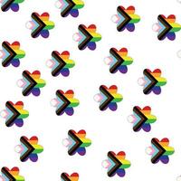 Seamless pattern with new lgbt flag, hearts, text, flower and flag. Gay pride. Pride Month. Love, lgbtq vector