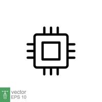 icono de microchip. estilo de esquema simple. procesador de computadora, chip, logotipo de tecnología, electrónica, concepto de tecnología. diseño de ilustración de vector de símbolo de línea aislado sobre fondo blanco. eps 10.