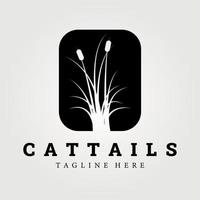 cattail grass logo vintage vector illustration design, minimalist design