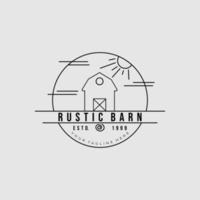 rustic barn line art logo vector illustration design